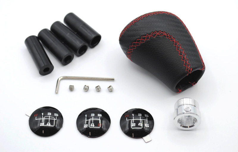 シフトノブ BKレザー/RD/BLステッチ SPG105